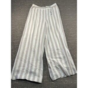 Wide Leg Palazzo Tan Cream Linen Pants Women’s L Large blue rain